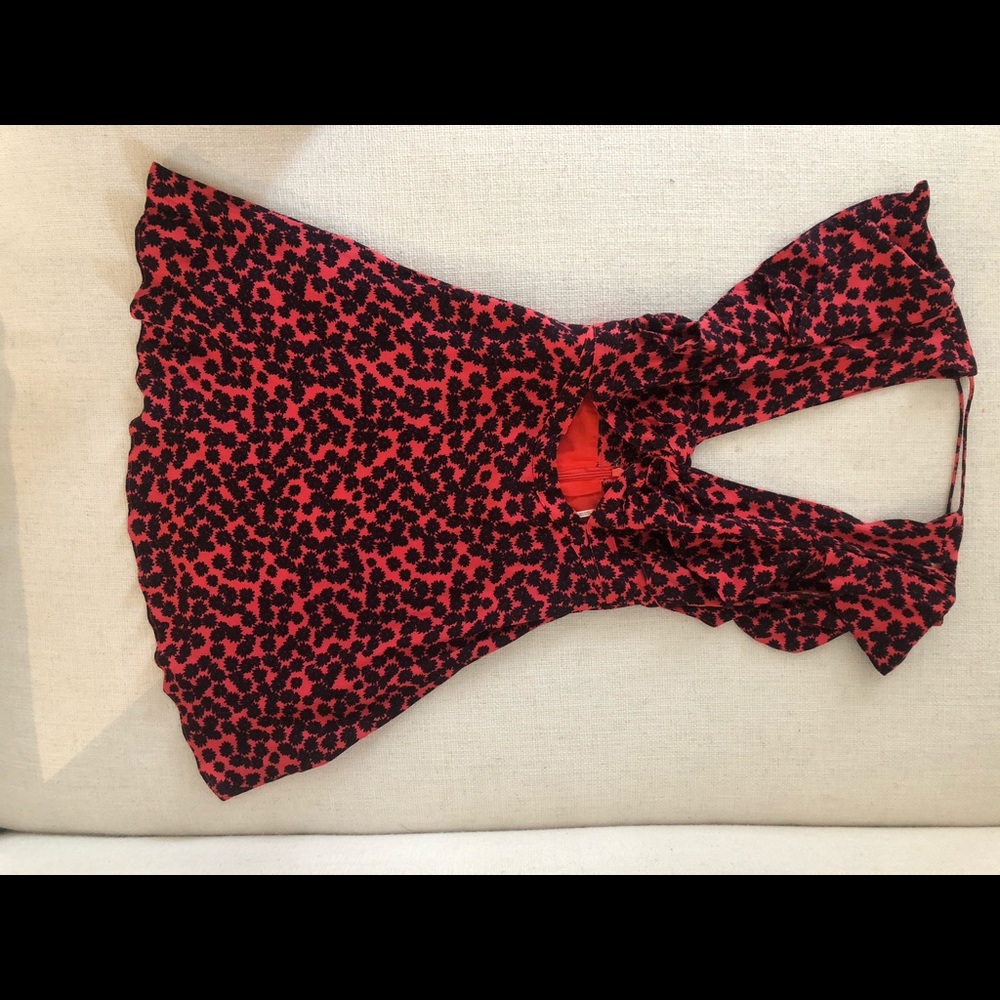 Free People red mini dress with black flowers!